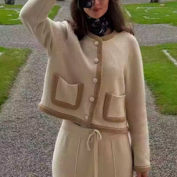 BEST Sezane Auguste Jacket Cardigan Vanille Biscuit French Wool Causal Classic - Picture 2 of 10